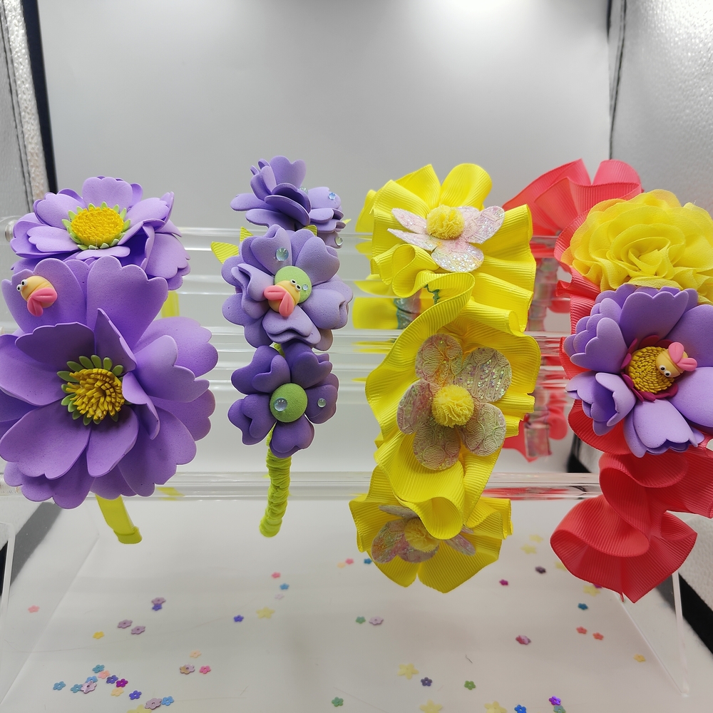 Colorful Floral Kids Headband Set